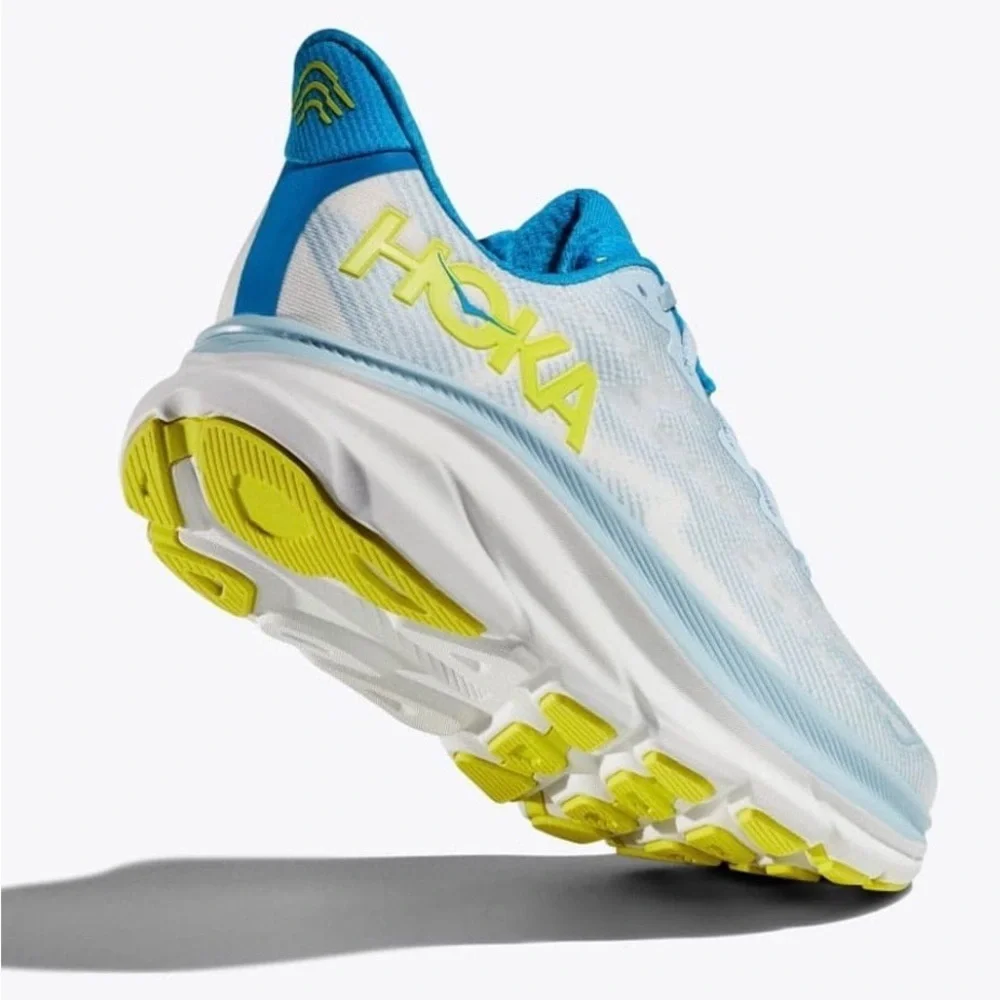 Hoka Women's Light Blue and Lime Sneakers
